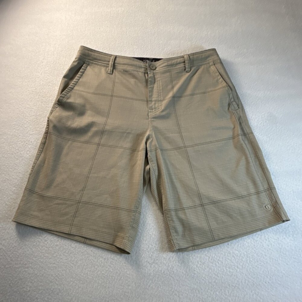Hang Ten Shorts Mens 36 Tan Print Flat Front Bermuda‎ Casual Outdoor Active